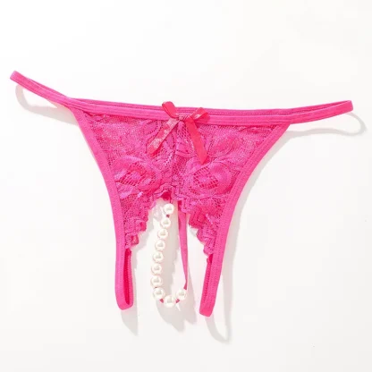 Sheer Lace Thong with Beaded Crotch - Image 11