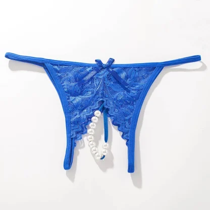 Sheer Lace Thong with Beaded Crotch - Image 8