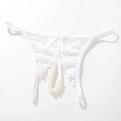 Sheer Lace Thong with Beaded Crotch - Image 12