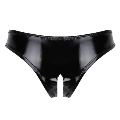 Sleek Black Panty with Open Crotch Design - Image 2