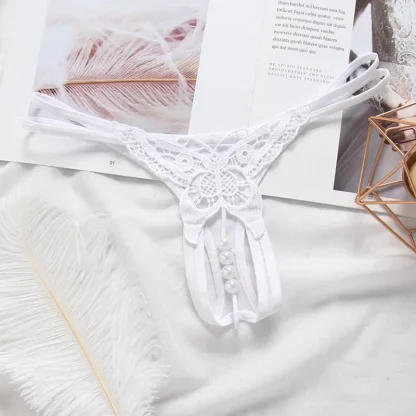 Embroidered Butterfly Thong with Beaded Crotch - Image 10