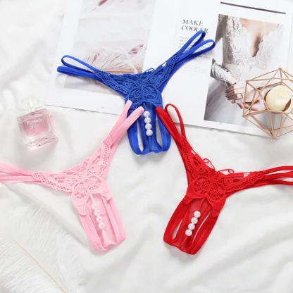 Embroidered Butterfly Thong with Beaded Crotch - Image 7