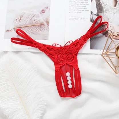 Embroidered Butterfly Thong with Beaded Crotch - Image 9