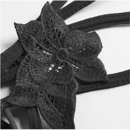 Strappy Open Crotch G-string with Floral Decor - Image 6