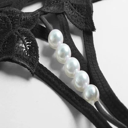 Strappy Open Crotch G-string with Floral Decor - Image 5