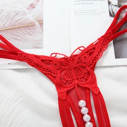 Embroidered Butterfly Thong with Beaded Crotch - Image 15