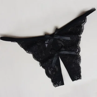 Crotchless Thong with Double Bow Design - Image 2