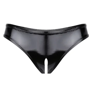 Sleek Black Panty with Open Crotch Design