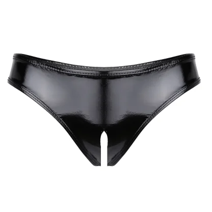 Sleek Black Panty with Open Crotch Design