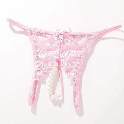 Sheer Lace Thong with Beaded Crotch - Image 9