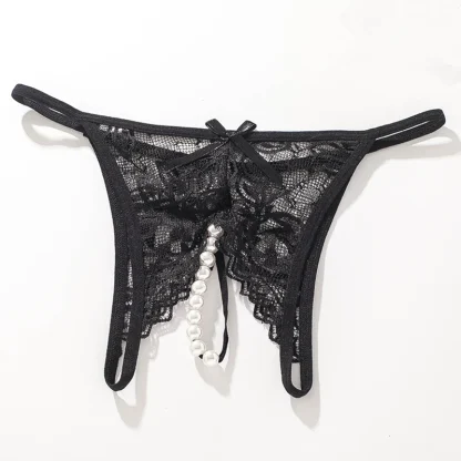 Sheer Lace Thong with Beaded Crotch - Image 7