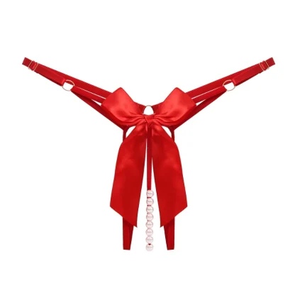 Beaded Crotch G-string with Big Bow Decor - Image 3