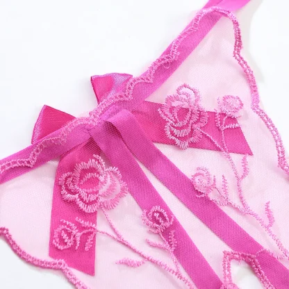 Transparent G-string with Embroidered Floral - Image 6