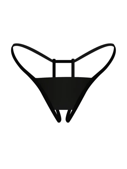 Seamless Open Crotch Black Thong - Image 2