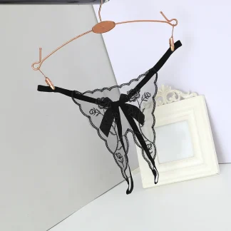 Transparent G-string with Embroidered Floral