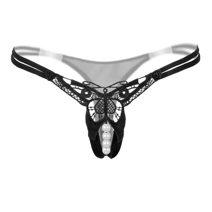 Embroidered Butterfly Thong with Beaded Crotch - Image 3
