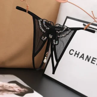 Sexy Embroidered Butterfly See-through Panties