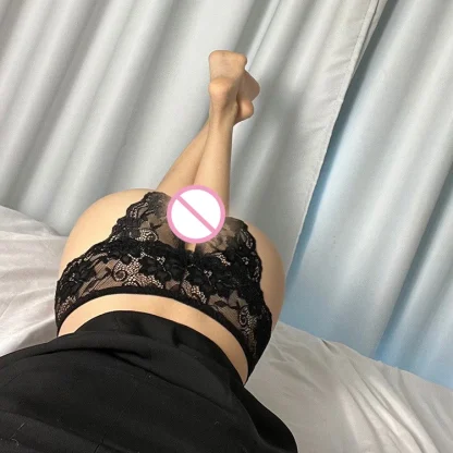 Plus Size Crotchless Panty with Sheer Lace - Image 11