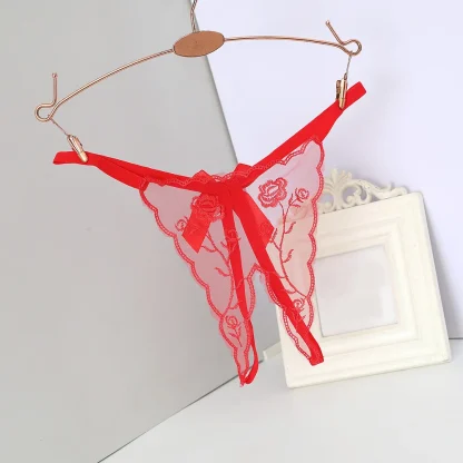 Transparent G-string with Embroidered Floral - Image 5