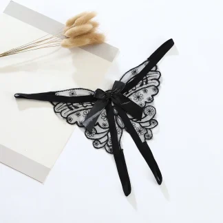 Embroidered G-string with Bow Design