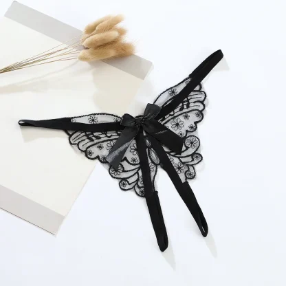 Embroidered G-string with Bow Design