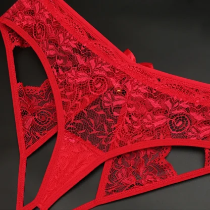 Multi Strap Lace Thong with Open Crotch - Image 10