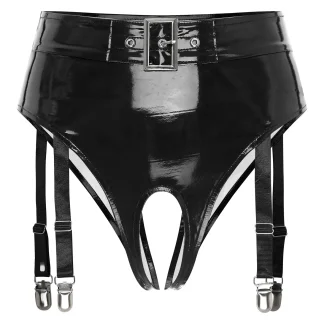 High-waist Black Panty with Garter Clips