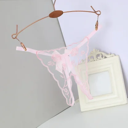 Transparent G-string with Embroidered Floral - Image 8