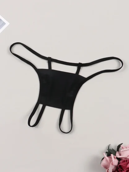 Seamless Open Crotch Black Thong - Image 3