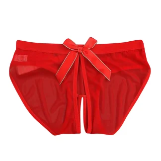 Crotchless Plus Size Panty with Bow Decor