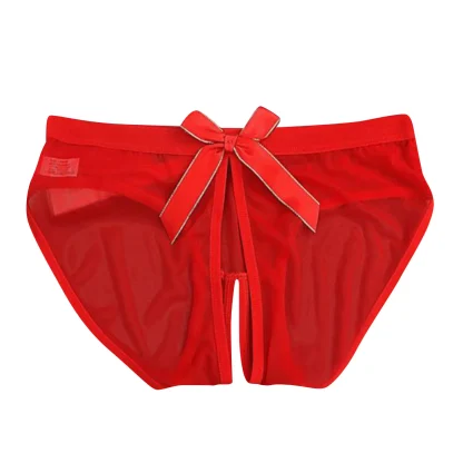 Crotchless Plus Size Panty with Bow Decor