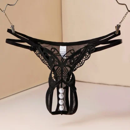 Embroidered Butterfly Thong with Beaded Crotch - Image 2