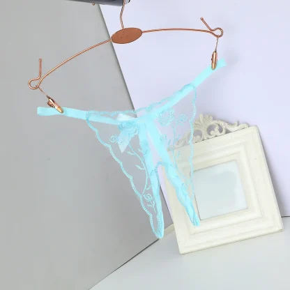 Transparent G-string with Embroidered Floral - Image 4