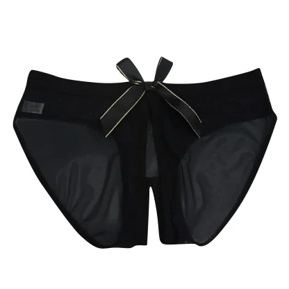 Crotchless Plus Size Panty with Bow Decor - Image 9