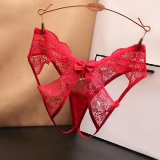 Multi Strap Lace Thong with Open Crotch