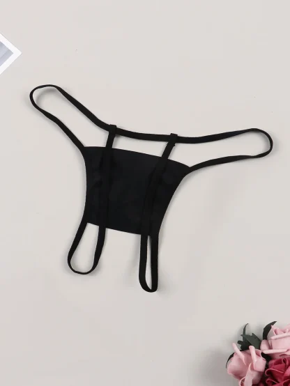 Seamless Open Crotch Black Thong - Image 4