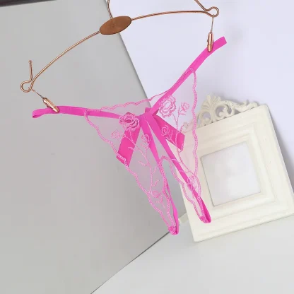 Transparent G-string with Embroidered Floral - Image 2